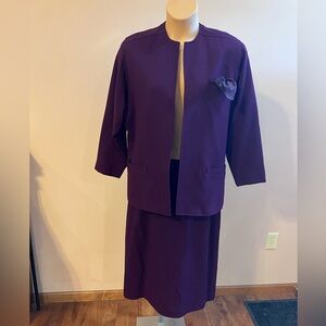 Vintage Herbert Grossman Purple Skirt Suit 16 made in USA D34